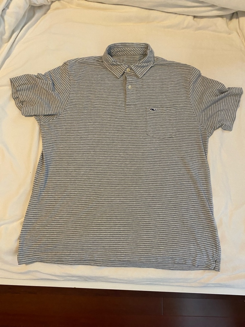 Vineyard Vines Grey & White Striped Polo